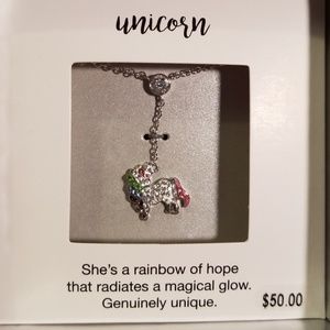 Silver Plate with Crystal's Unicorn Necklace